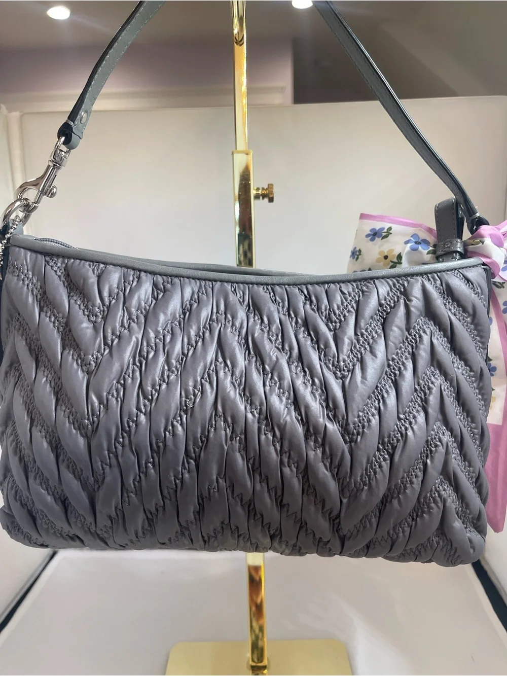 Coach 70th Anniversary Madison quilted chevron nylon demi shoulder bag